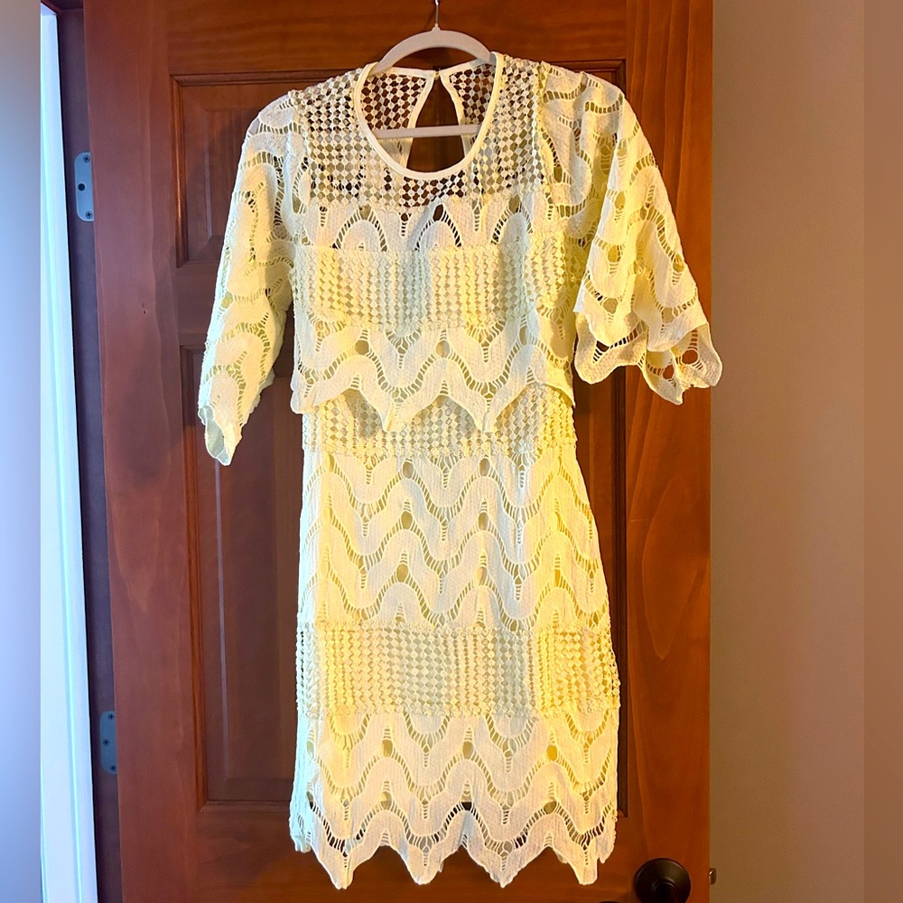 Elegant Yellow Lace Dress